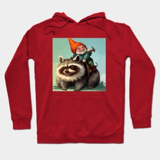 Garden Gnome Riding a Raccoon Hoodie